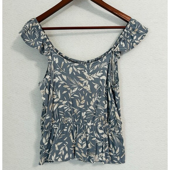 Good Luck Gem Top Women M Multicolored Peplum Cut Out Boho Beach Vacay Tropical - Picture 13 of 13